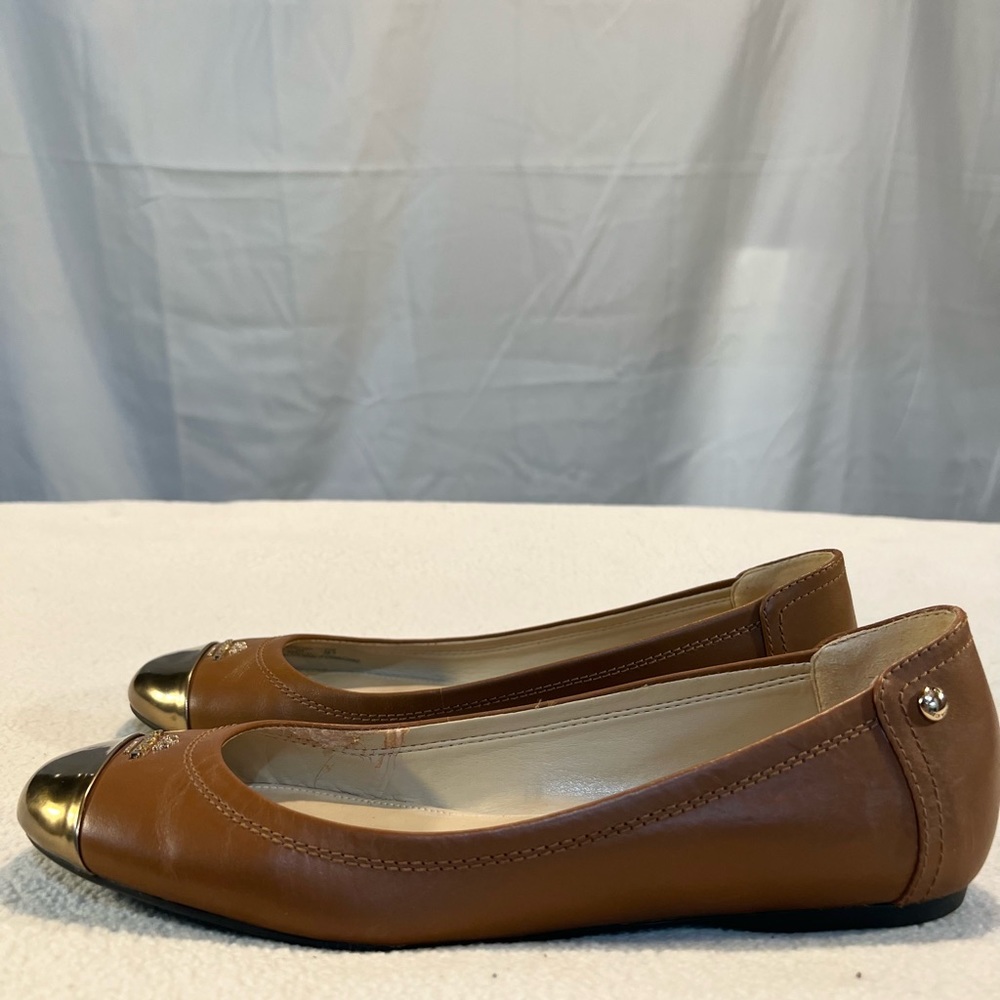 SOLD/Coach Leather/Gold Tip Ballet Flats - Picture 6 of 8